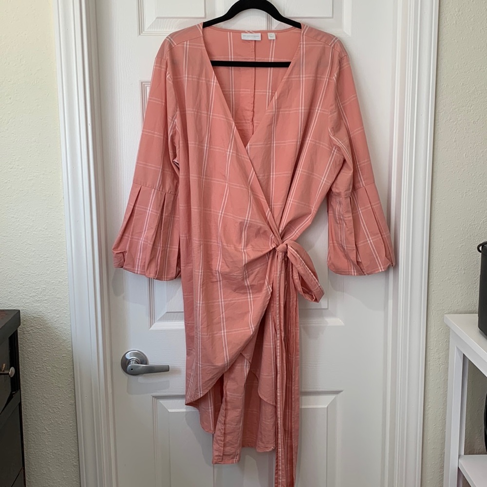 Women's Pink Wrap Top with Tie Detail